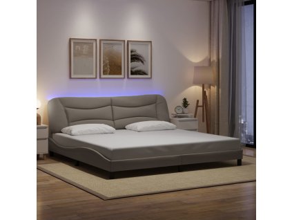Rám postele s LED bez matrace Hvar taupe 200 x 200 cm textil 3213729
