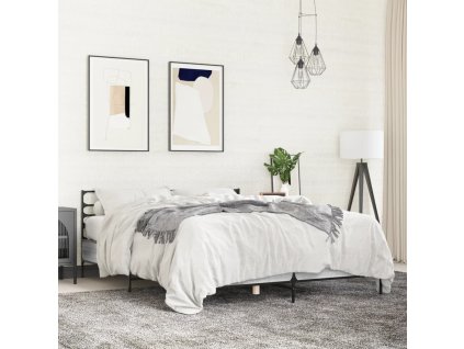 Rám postele šedý sonoma 135 x 190 cm kompozitní dřevo a kov 3280075