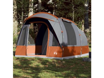 Kempingový stan tunel pro 3 osoby šedý a oranžový nepromokavý 94624