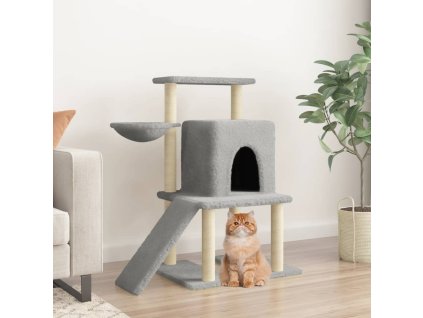 Škrabadlo pro kočky se sisalovými sloupky světle šedé 96,5 cm 172077