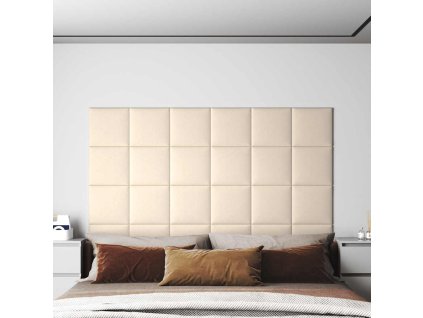 Nástěnné panely 12 ks krémové 30 x 30 cm samet 1,08 m² 343815