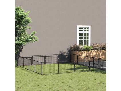 Psí kotec černý 16 m² ocel 3082143