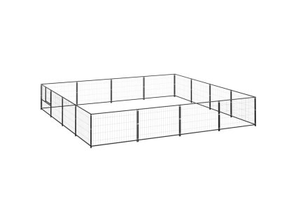Psí kotec černý 16 m² ocel 3082143
