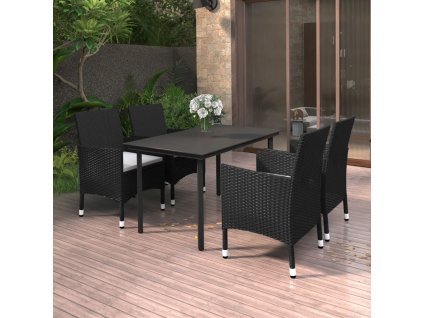 5dílný zahradní jídelní set s poduškami polyratan a sklo 3099681