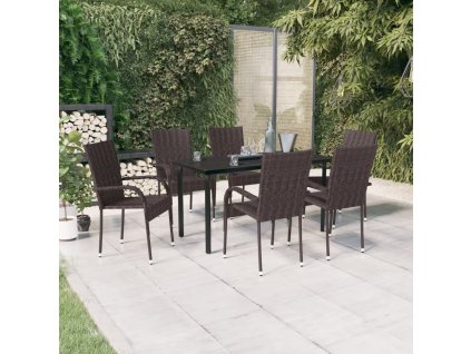 7dílný zahradní jídelní set hnědočerný 3099386