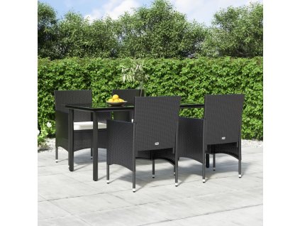 5dílný zahradní jídelní set s poduškami černý 3156600