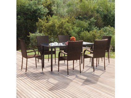 7dílný zahradní jídelní set hnědý polyratan 3156661