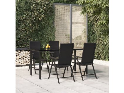 5dílný zahradní jídelní set černý polyratan 3156512