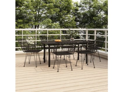 7dílný zahradní jídelní set černý polyratan 3157870