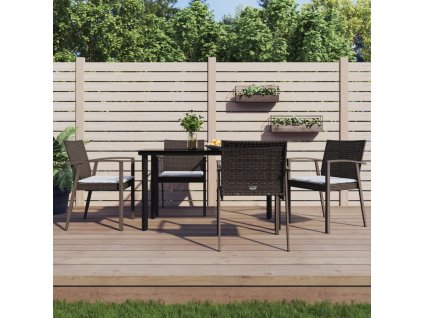 5dílný zahradní jídelní set s poduškami polyratan a ocel 3186989