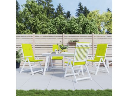 Podušky na židli vysoké opěradlo 4 ks jasně zelené 120x50x3 cm 314120