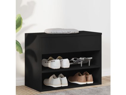 Lavice s botníkem černá 60 x 30 x 45 cm kompozitní dřevo 808739
