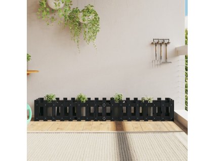 Vyvýšený záhon plotový design černý 200x30x30 cm masiv borovice 832504