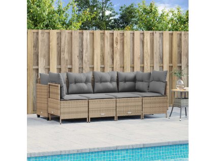 5dílná zahradní sedací souprava s poduškami béžová polyratan 3261524