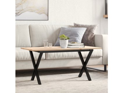 Konferenční stolek s X rámem 90x40x45 cm borové dřevo a ocel 3282686