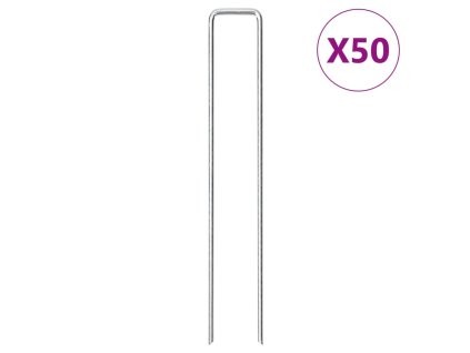 Zemní kolíky tvaru U 50 ks 20 x 3,5 cm pozinkovaná ocel 4009366