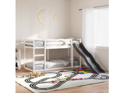 Patrová postel se skluzavkou a žebříkem bílá 90x190 cm borovice 3284246