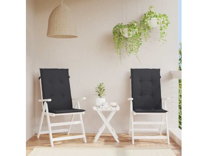 Podušky na židli vysoké opěradlo 2 ks černé 120x50x3 cm textil 47538
