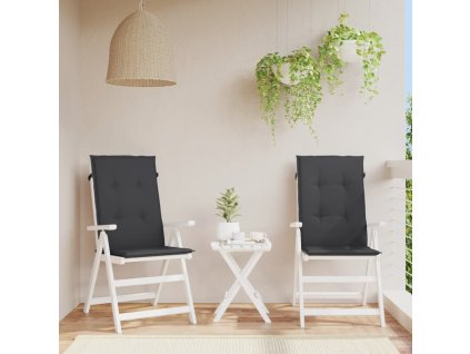 Podušky na židli vysoké opěradlo 2 ks černé 120x50x3 cm textil 47538