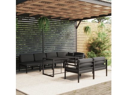 8dílná zahradní sedací souprava s poduškami hliník antracitová 3115928