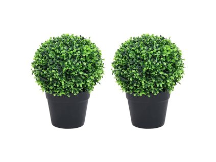 Umělé zimostrázy ve tvaru koule 2 ks s květináči zelené 37 cm 336518