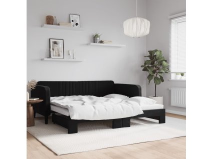 Válenda s přistýlkou černá 90 x 190 cm samet 3197078