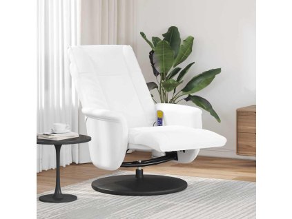 Masážní polohovací křeslo s podnožkou bílé umělá kůže 356518