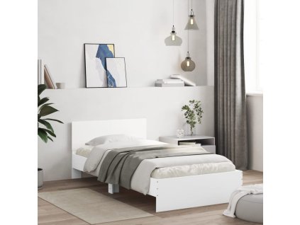Rám postele s čelem bílý 100 x 200 cm kompozitní dřevo 838617