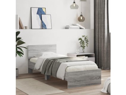 Rám postele s čelem šedý sonoma 90 x 190 cm kompozitní dřevo 838657