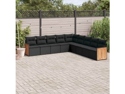 9dílná zahradní sedací souprava s poduškami černá polyratan 3260137