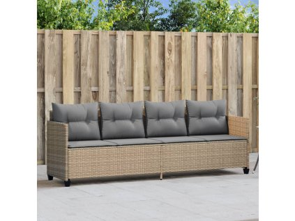 Zahradní lehátko s poduškami béžové polyratan 368329