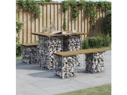 Zahradní stůl gabion design 100 x 70 x 72 cm impregnované dřevo borovice 834364