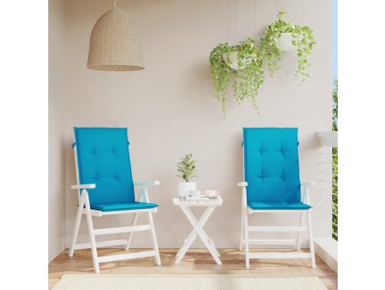 Podušky na židli vysoké opěradlo 2 ks modré 120x50x3 cm textil 43183