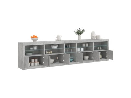 Příborník s LED osvětlením betonově šedý 283 x 37 x 67 cm 3209026