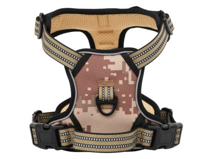 Postroj pro psy vodítko obojek nastavitelný maskáčový hnědý L 4013393