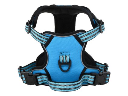 Postroj pro psy s vodítkem a obojkem nastavitelný modrý L 4013391