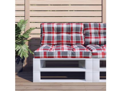 Podušky na palety 2 ks červené kárované textil 360724
