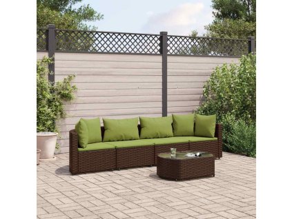 5dílná zahradní sedací souprava s poduškami hnědá polyratan 3308374