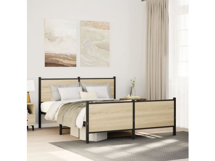 Kovový rám postele bez matrace dub sonoma 160 x 200 cm 3301363