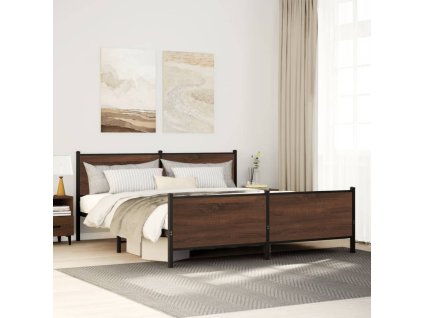 Kovový rám postele bez matrace hnědý dub 193 x 203 cm 3301375