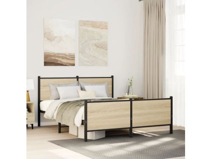 Kovový rám postele bez matrace dub sonoma 140 x 200 cm 3301361