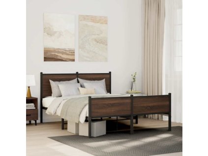 Kovový rám postele bez matrace hnědý dub 137x190 cm 4007957