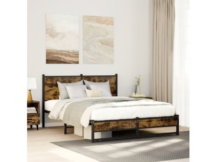 Kovový rám postele bez matrace kouřový dub 140 x 200 cm 4007833