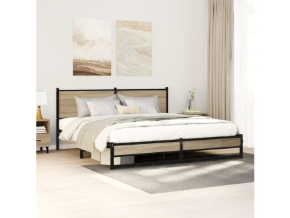 Kovový rám postele bez matrace dub sonoma 183 x 213 cm 3301396