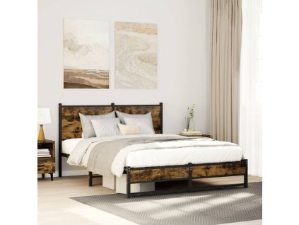 Kovový rám postele bez matrace kouřový dub 137x190 cm 4007831