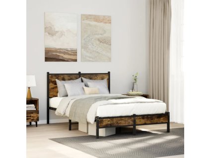 Kovový rám postele bez matrace kouřový dub 120 x 200 cm 4007812