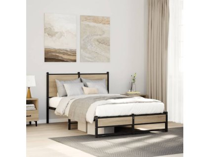 Kovový rám postele bez matrace dub sonoma 120 x 200 cm 4007884