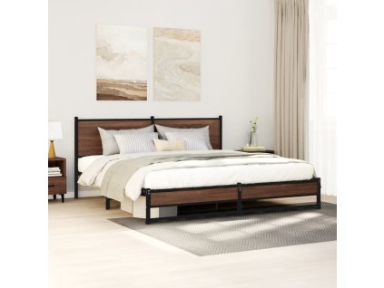 Kovový rám postele bez matrace hnědý dub 160 x 200 cm 4007943