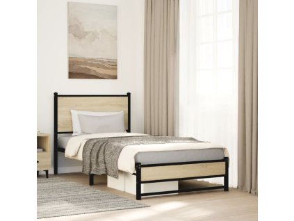 Kovový rám postele bez matrace dub sonoma 90 x 190 cm 4007878