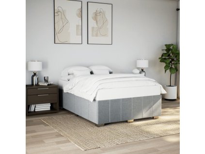 Rám postele bez matrace světle šedý 140 x 200 cm textil 3284839
